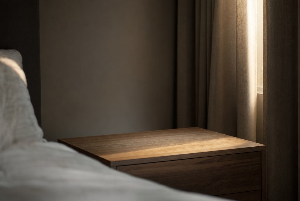 The only moment you can actually assess, and there is nothing on the nightstand.
